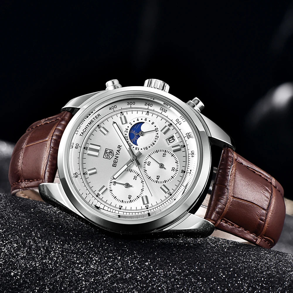 BENYAR Waterproof Stainless Steel Quartz Wristwatches 42mm | BY-5193