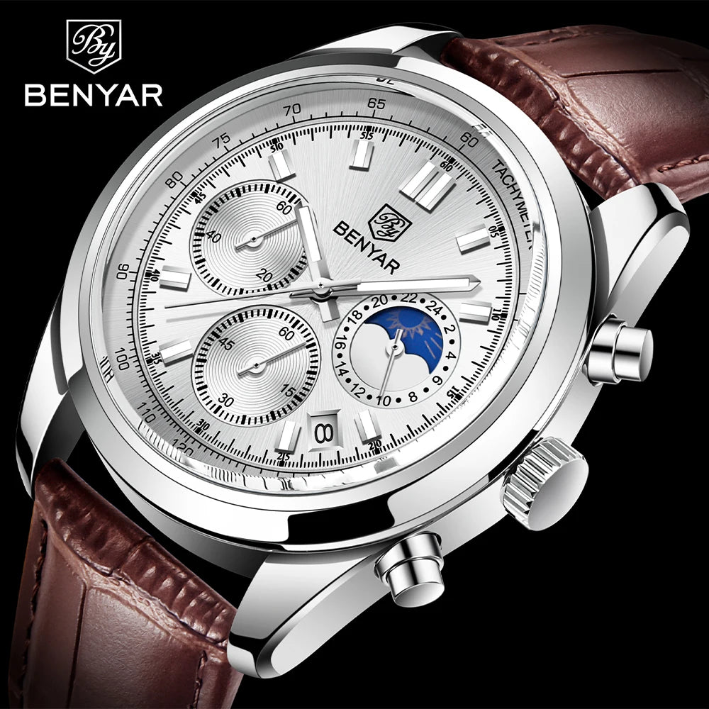 BENYAR Waterproof Stainless Steel Quartz Wristwatches 42mm | BY-5193