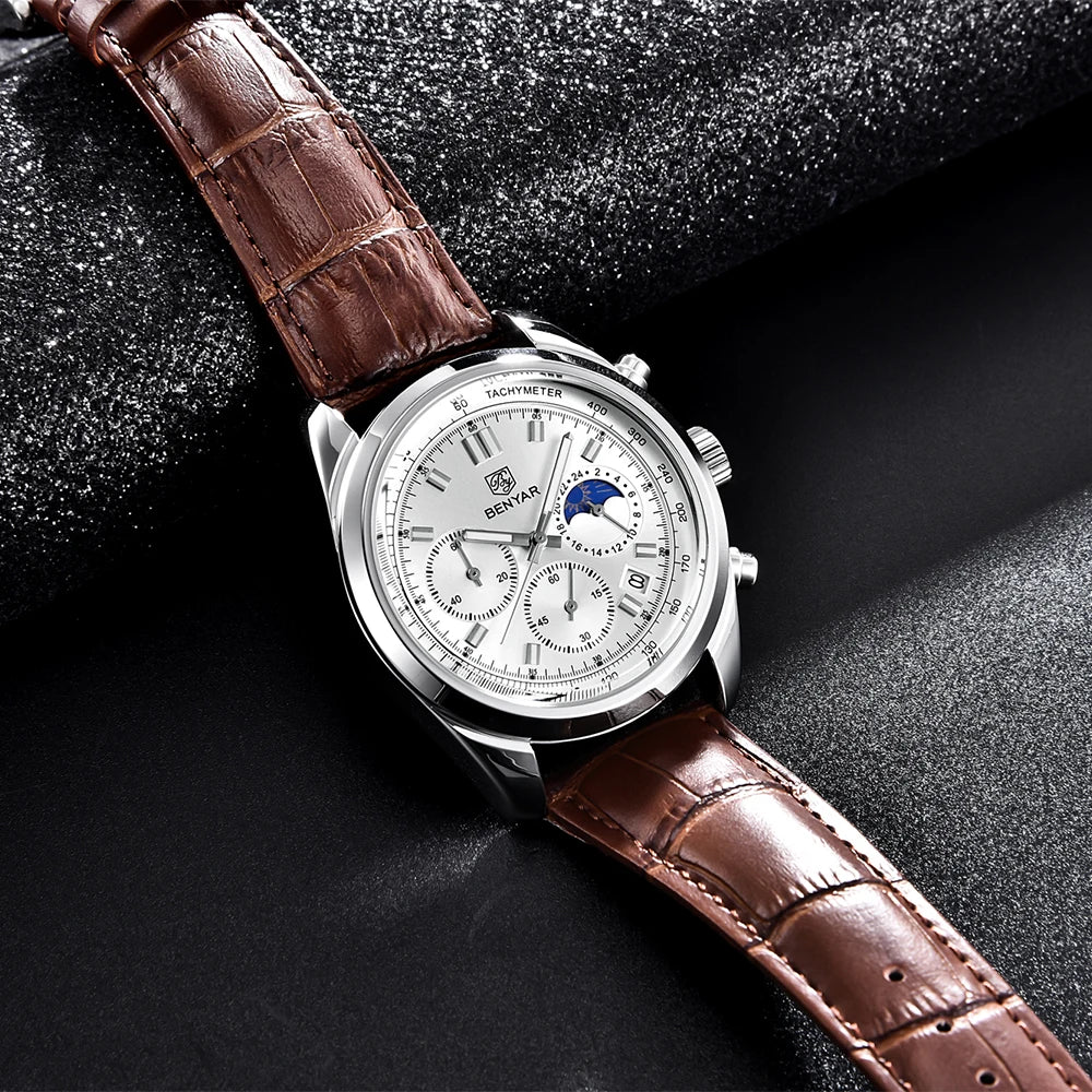BENYAR Waterproof Stainless Steel Quartz Wristwatches 42mm | BY-5193