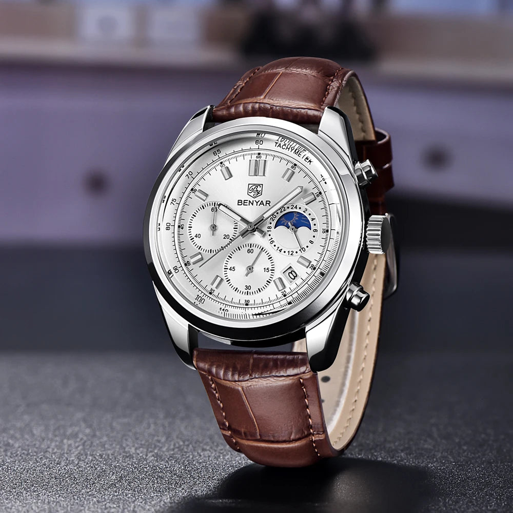 BENYAR Waterproof Stainless Steel Quartz Wristwatches 42mm | BY-5193