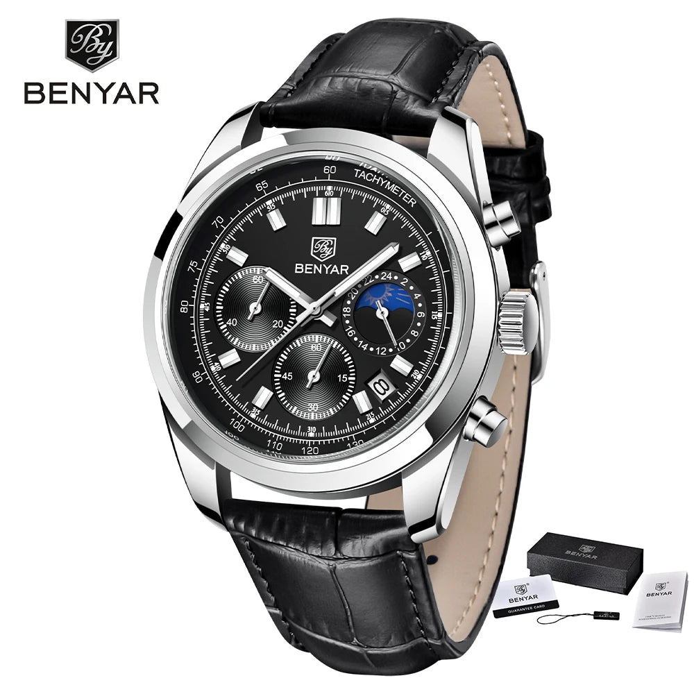 BENYAR Waterproof Stainless Steel Quartz Wristwatches 42mm | BY-5193