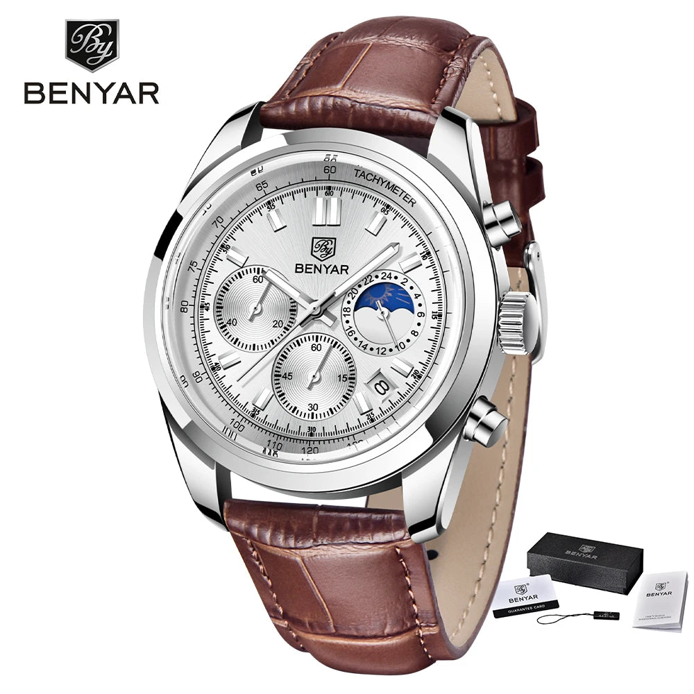 BENYAR Waterproof Stainless Steel Quartz Wristwatches 42mm | BY-5193