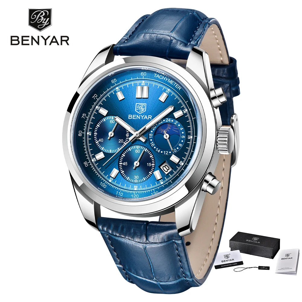 BENYAR Waterproof Stainless Steel Quartz Wristwatches 42mm | BY-5193