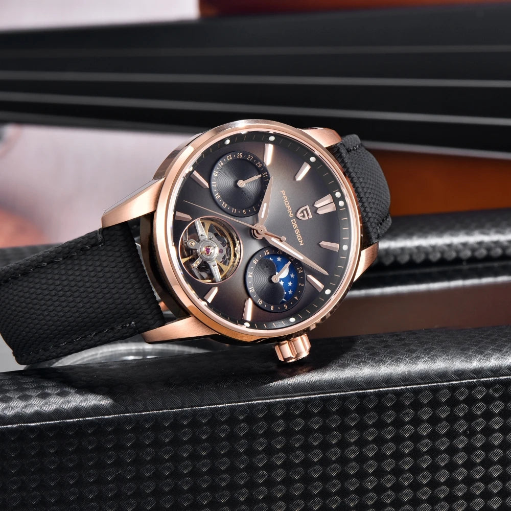 PAGANI DESIGN Pilot's Hollow Moon Phase Men Mechanical Watch 41mm | PD-YS021