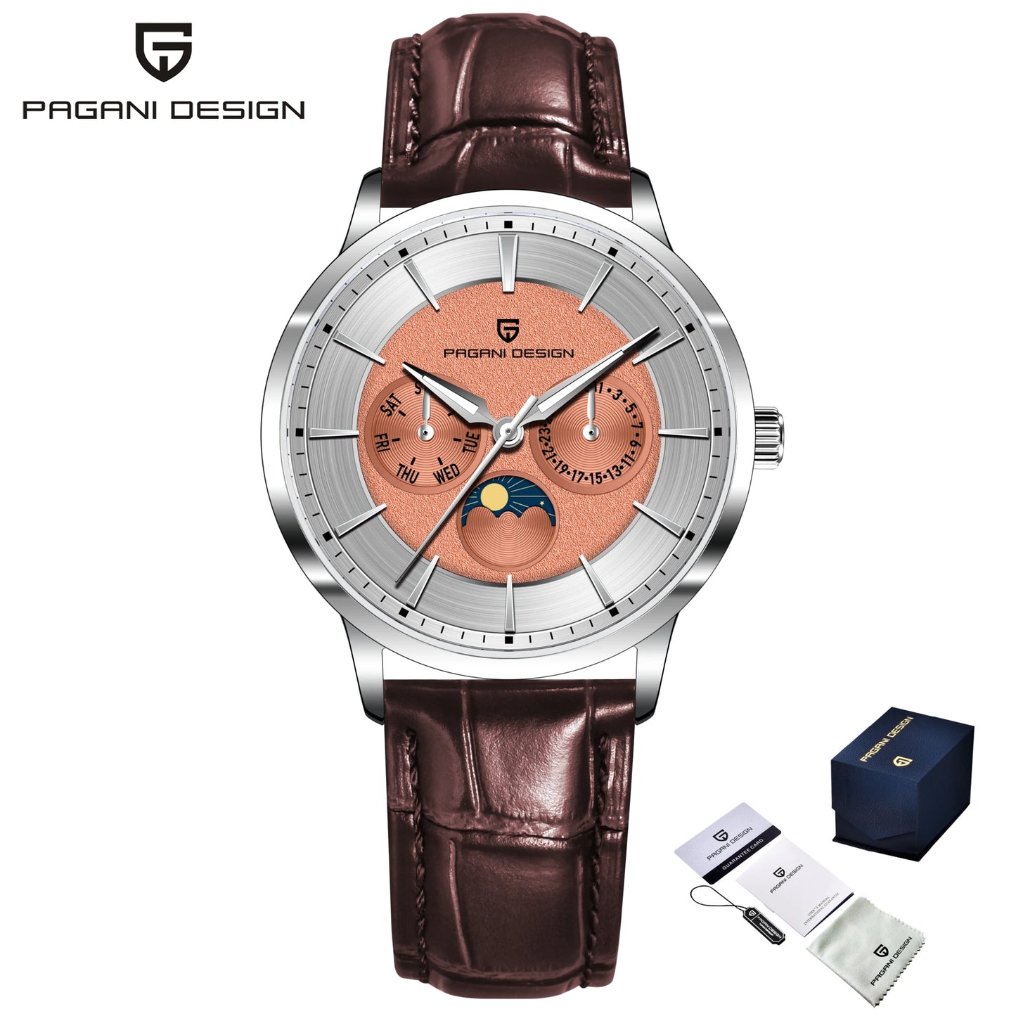 PAGANI DESIGN Men's Quartz Watch Multifunctional with Moonphase 40mm | PD-1795
