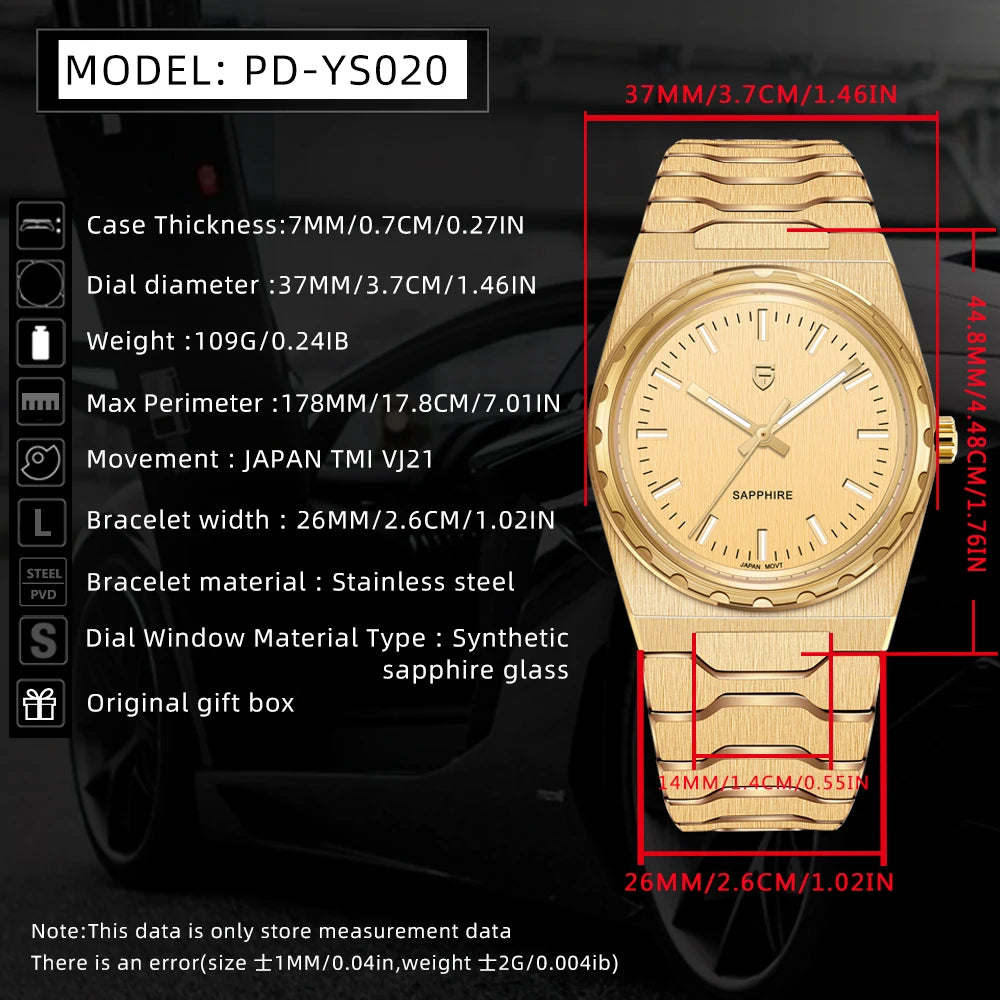 PAGANI DESIGN Men's Quartz Watches Ultra-Thin 7mm Series 37mm | PD-YS020
