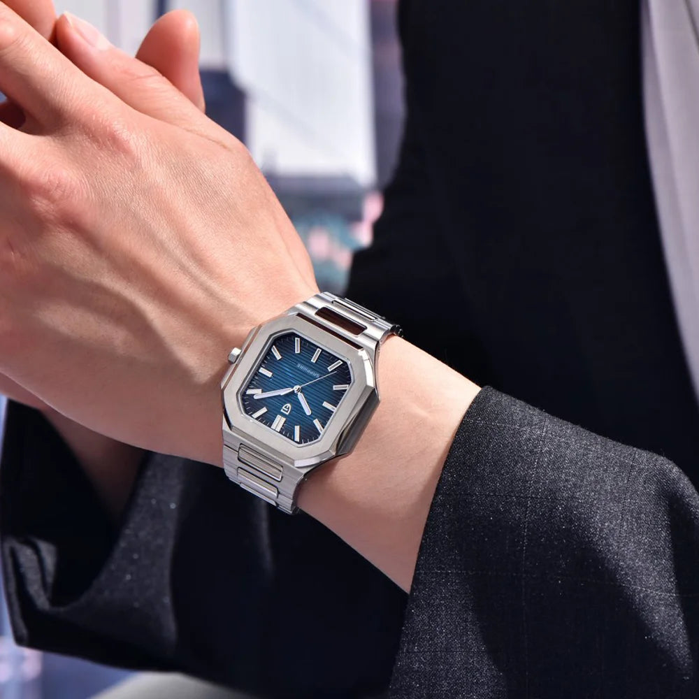 PAGANI DESIGN Square Quartz Sapphire Stainless Steel Watch 37mm | PD-YS019