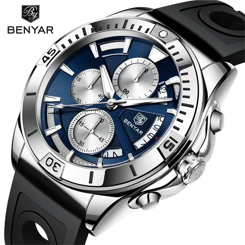 BENYAR Watch Men Sport Quartz Male Chronograph Date 43mm | BY-5180