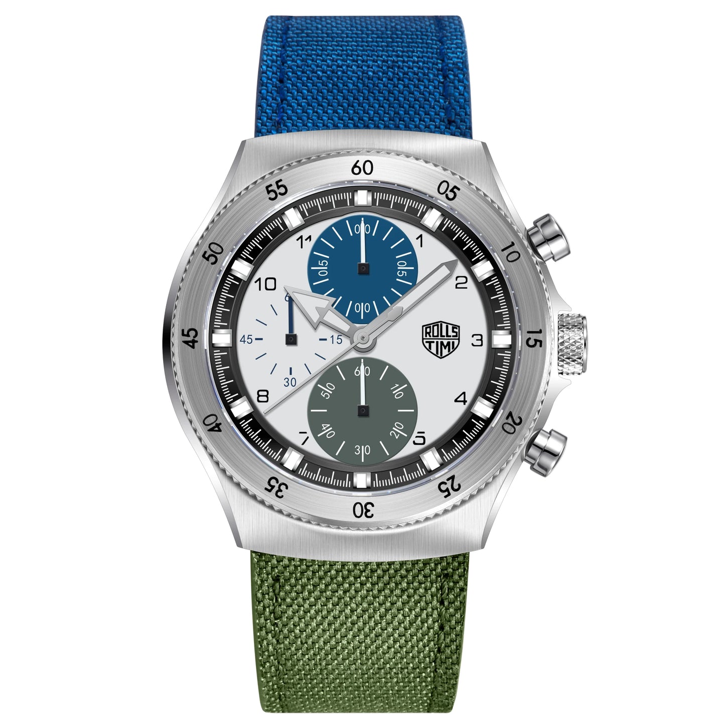 RollsTimi Quartz Watch For Men Two-color Nylon Sport Chronograph 43mm | RT-7932