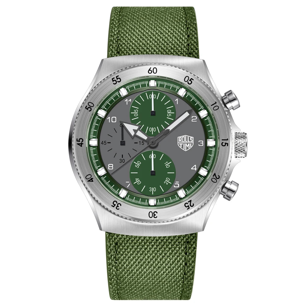 RollsTimi Quartz Watch For Men Two-color Nylon Sport Chronograph 43mm | RT-7932