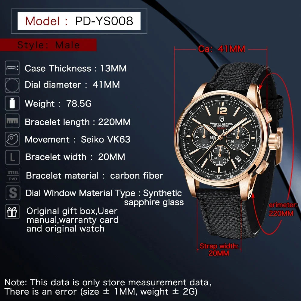 PAGANI DESIGN Men's Chronograph Quartz Business Watch 41mm | PD-YS008