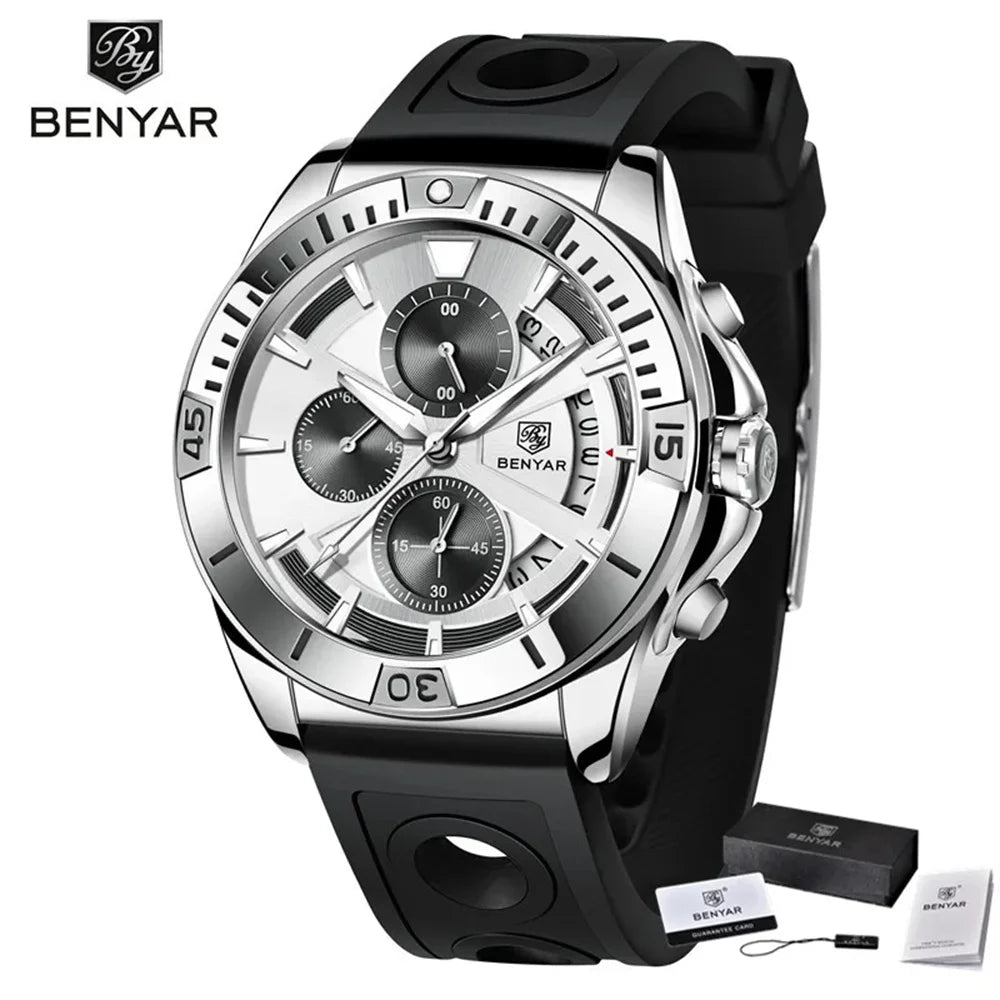 BENYAR Watch Men Sport Quartz Male Chronograph Date 43mm | BY-5180