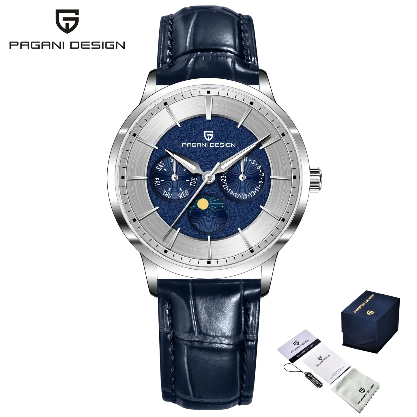 PAGANI DESIGN Men's Quartz Watch Multifunctional with Moonphase 40mm | PD-1795