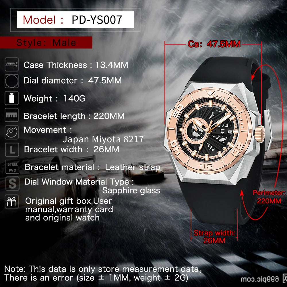 PAGANI DESIGN Men Automatic NH39 Movement Sapphire Watch 47.5mm | PD-YS007