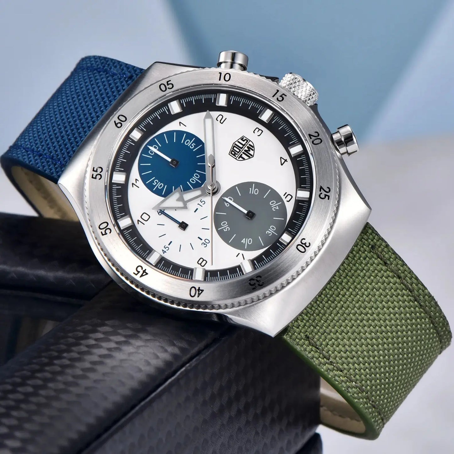 RollsTimi Quartz Watch For Men Two-color Nylon Sport Chronograph 43mm | RT-7932