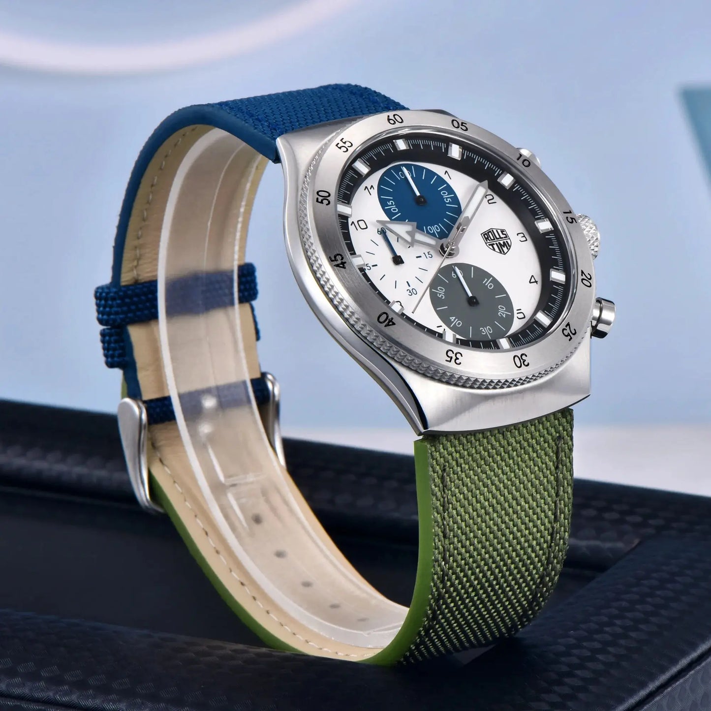 RollsTimi Quartz Watch For Men Two-color Nylon Sport Chronograph 43mm | RT-7932