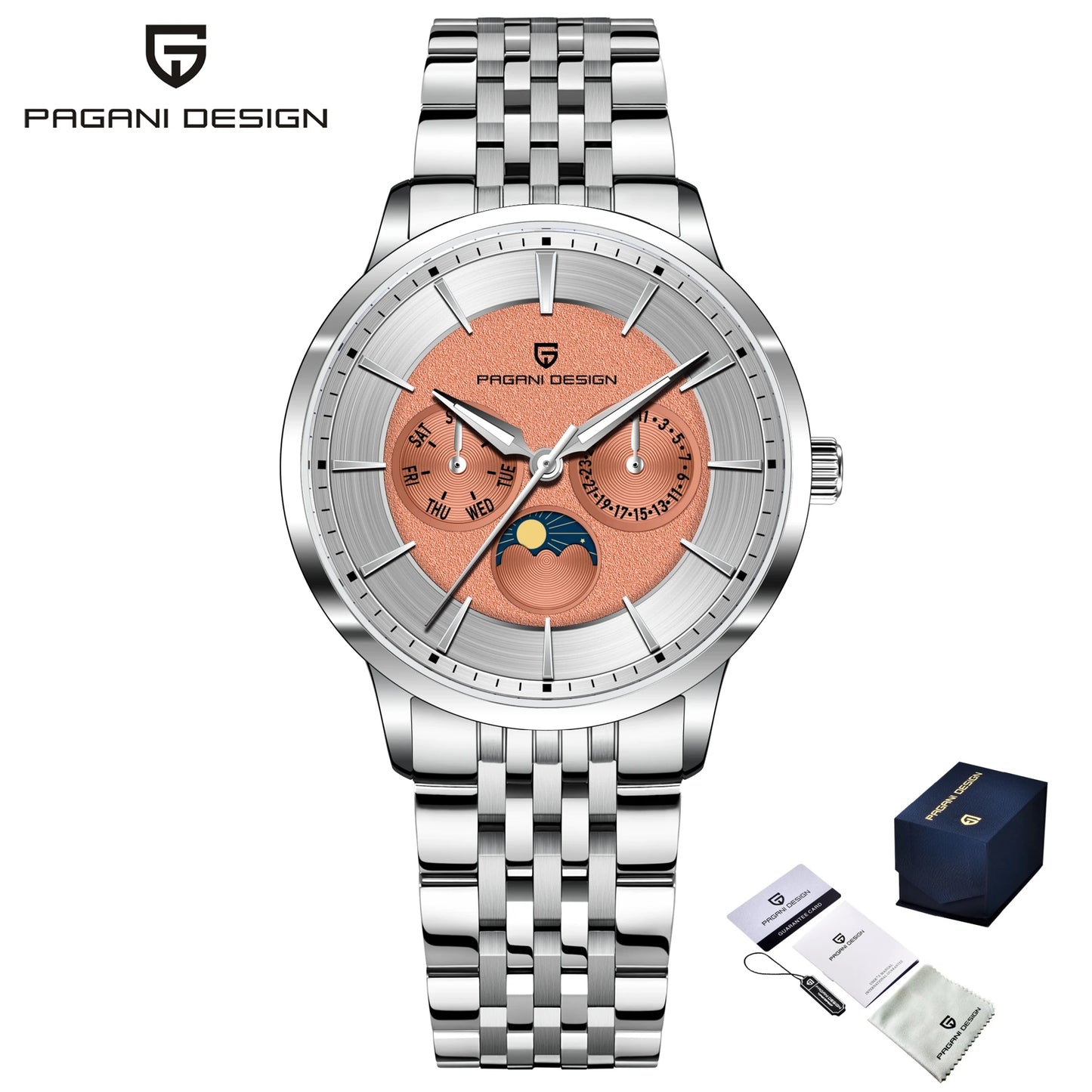 PAGANI DESIGN Men's Quartz Watch Multifunctional with Moonphase 40mm | PD-1795