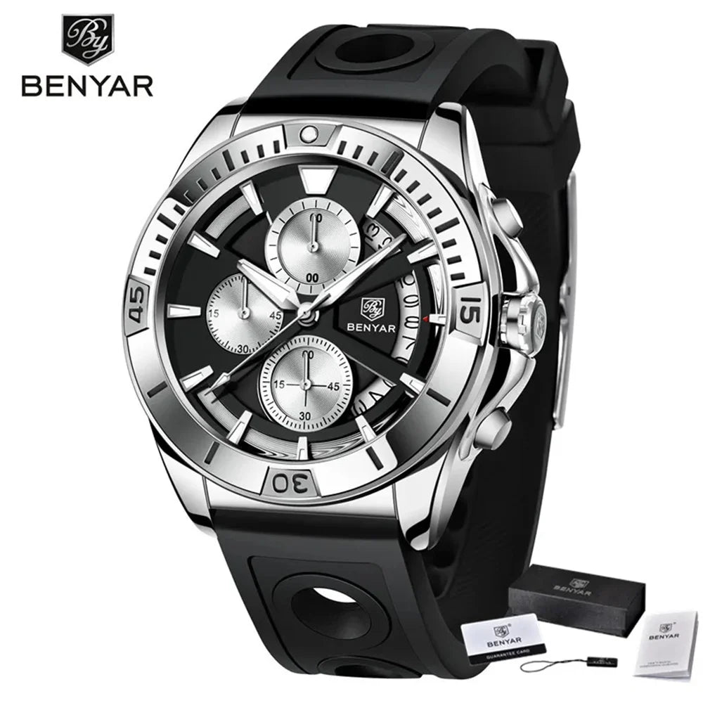 BENYAR Watch Men Sport Quartz Male Chronograph Date 43mm | BY-5180