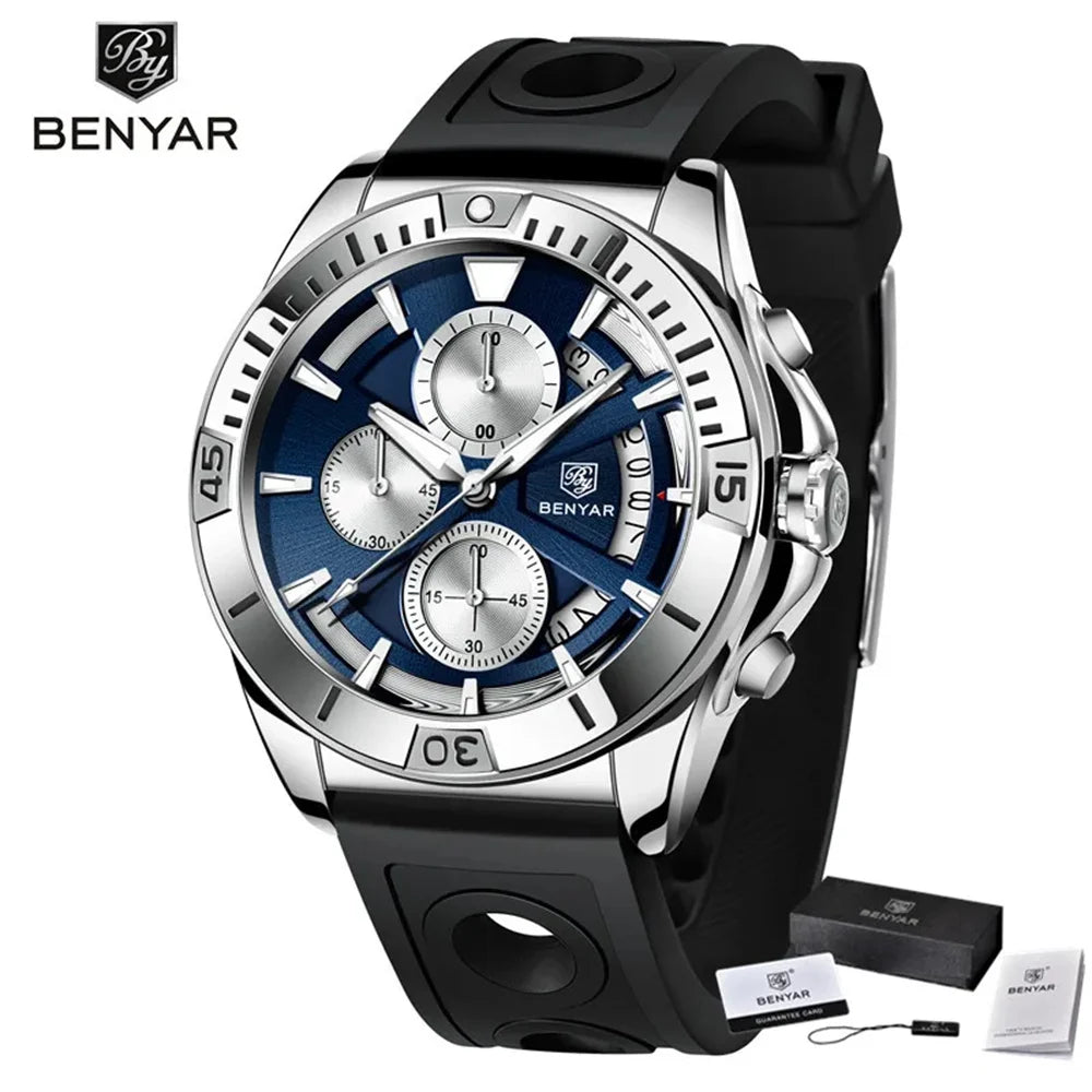 BENYAR Watch Men Sport Quartz Male Chronograph Date 43mm | BY-5180