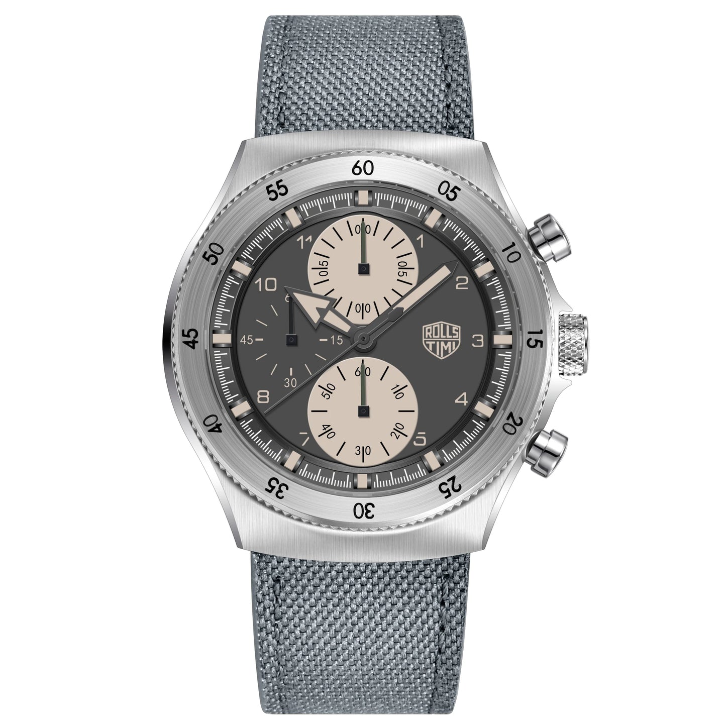 RollsTimi Quartz Watch For Men Two-color Nylon Sport Chronograph 43mm | RT-7932