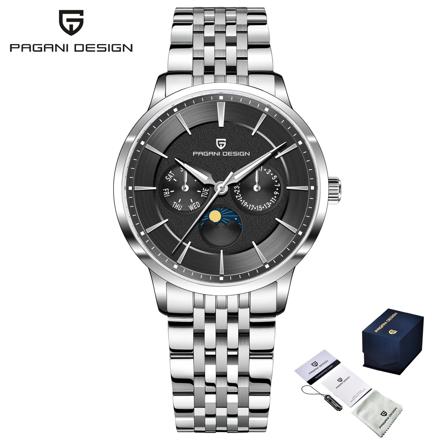 PAGANI DESIGN Men's Quartz Watch Multifunctional with Moonphase 40mm | PD-1795
