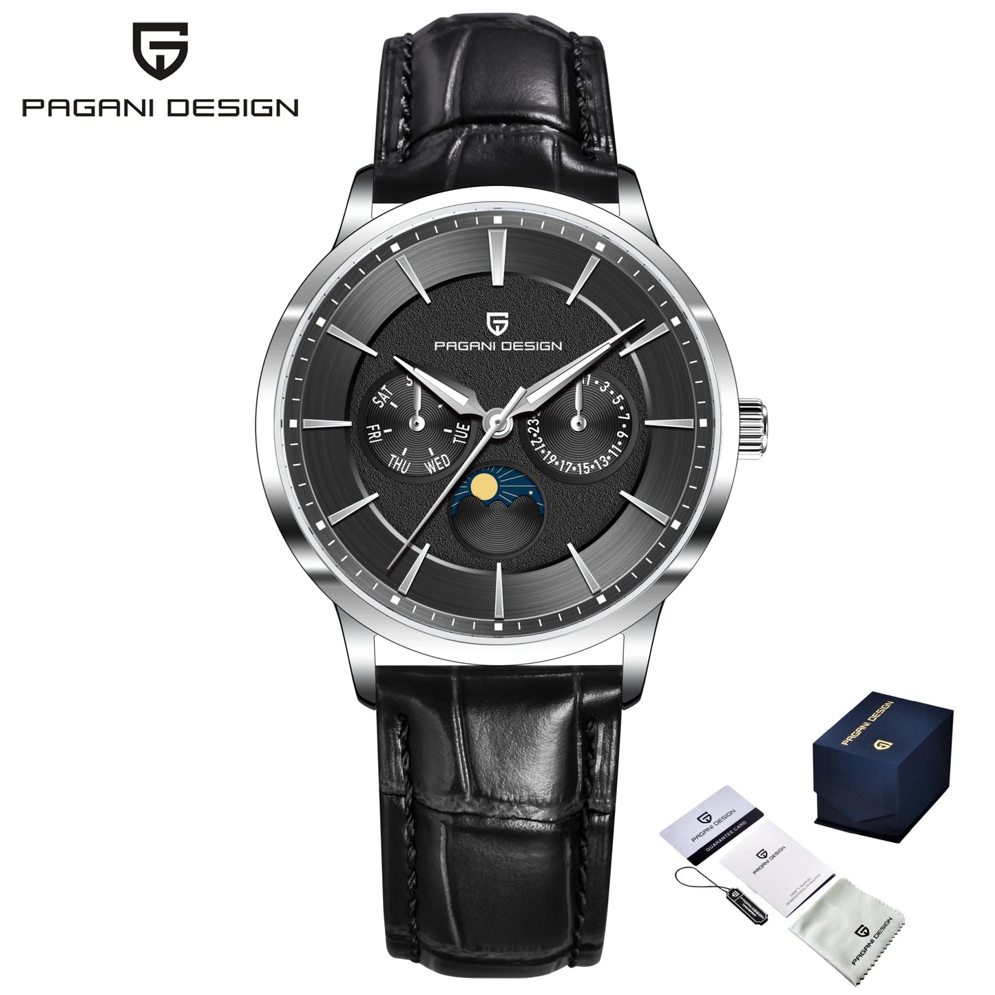PAGANI DESIGN Men's Quartz Watch Multifunctional with Moonphase 40mm | PD-1795