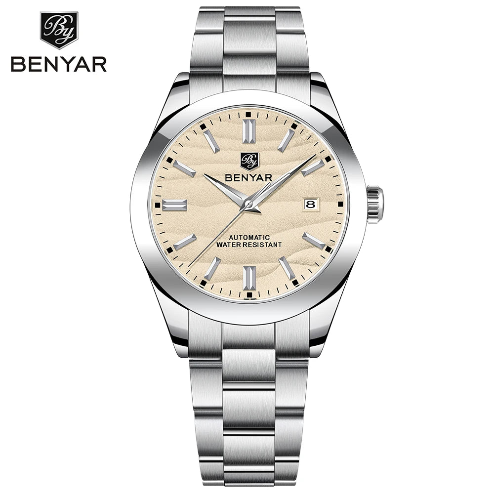 BENYAR Stainless Steel Waterproof Men's Automatic Mechanical Watch 40mm | BY-5208M