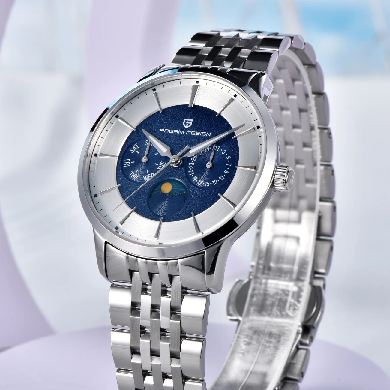 PAGANI DESIGN Men's Quartz Watch Multifunctional with Moonphase 40mm | PD-1795