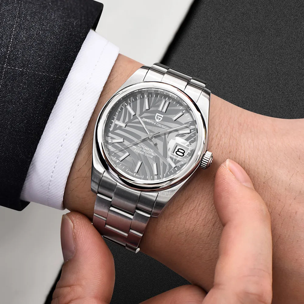 PAGANI DESIGN Palm Leaf Dial Calendar Mechanical Man Watch 40mm | PD-1715