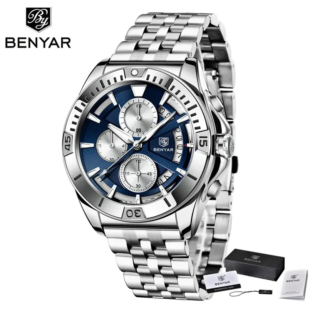BENYAR Watch Men Sport Quartz Male Chronograph Date 43mm | BY-5180
