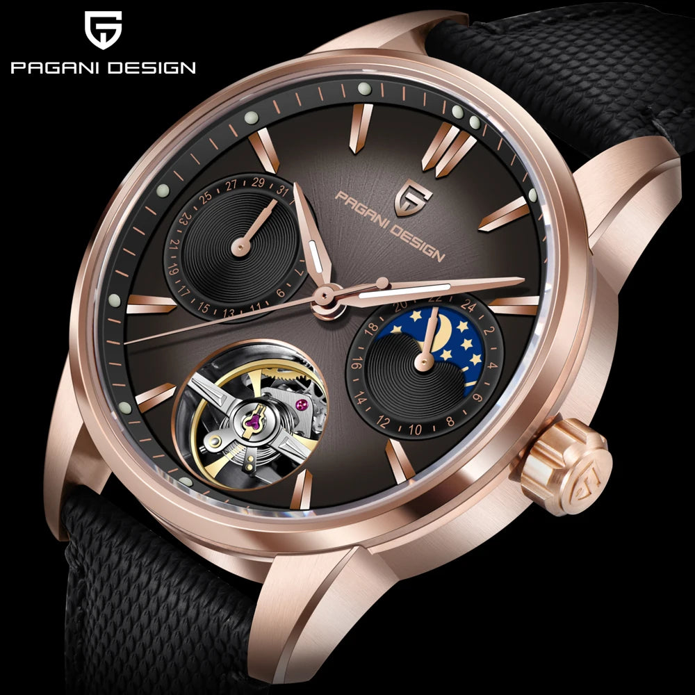 PAGANI DESIGN Pilot's Hollow Moon Phase Men Mechanical Watch 41mm | PD-YS021