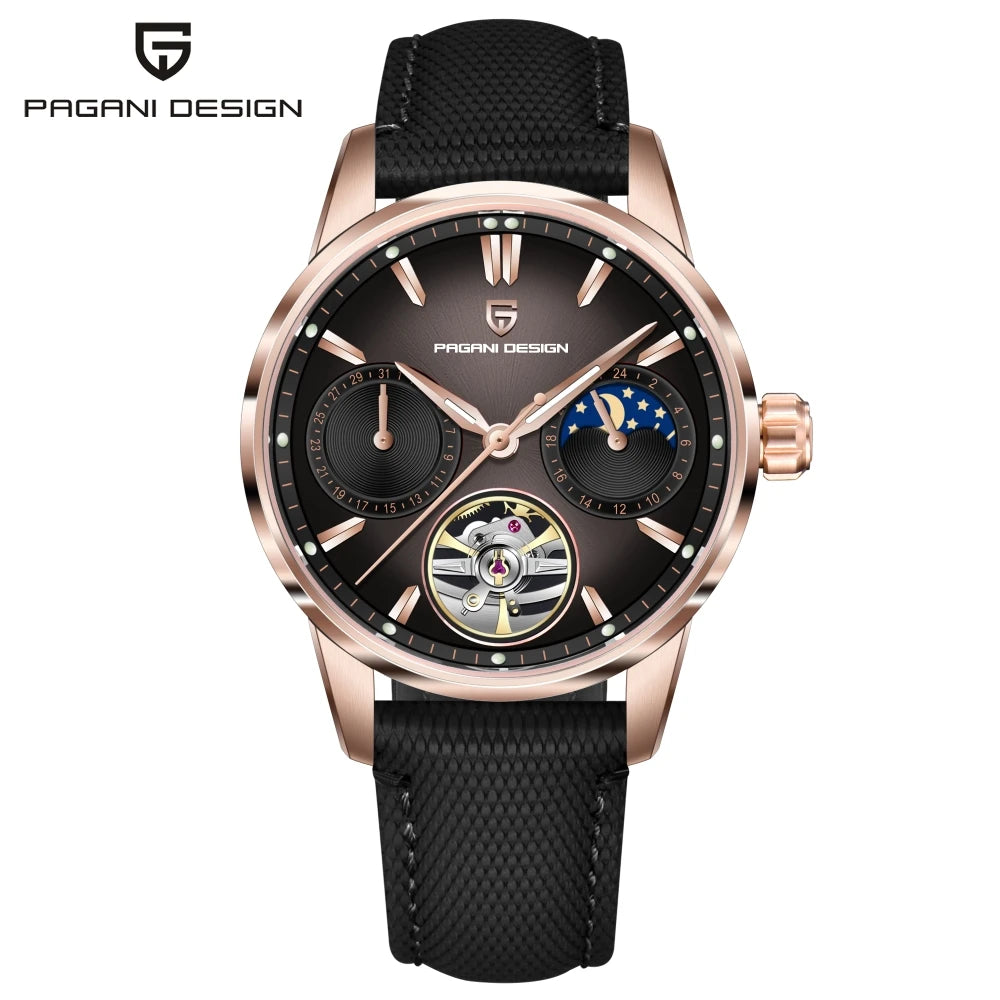 PAGANI DESIGN Pilot's Hollow Moon Phase Men Mechanical Watch 41mm | PD-YS021