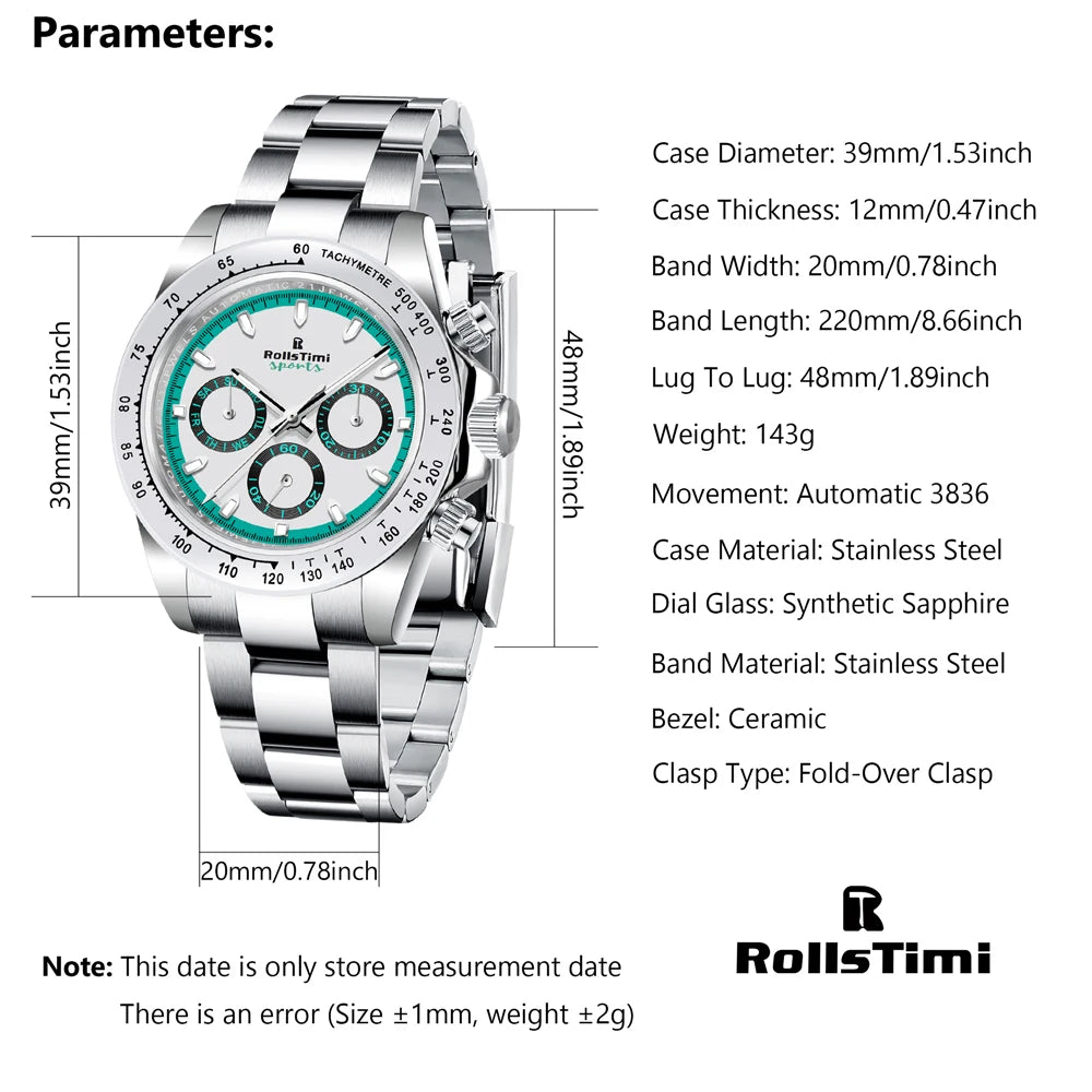 RollsTimi Men's Mechanical Wristwatches Automatic 39mm | RT-137