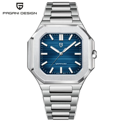 PAGANI DESIGN Square Quartz Sapphire Stainless Steel Watch 37mm | PD-YS019