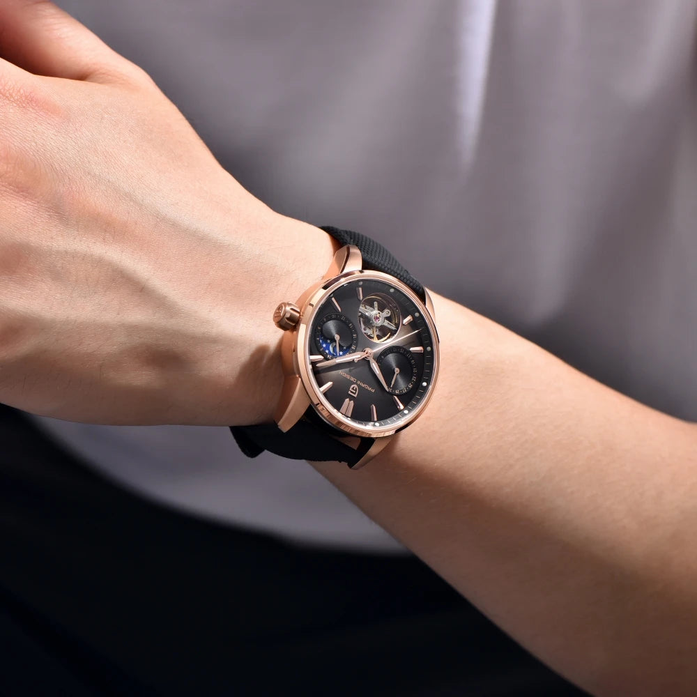 PAGANI DESIGN Pilot's Hollow Moon Phase Men Mechanical Watch 41mm | PD-YS021