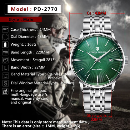 PAGANI DESIGN Men's Watches Automatic Date Wristwatch 43mm | PD-2770