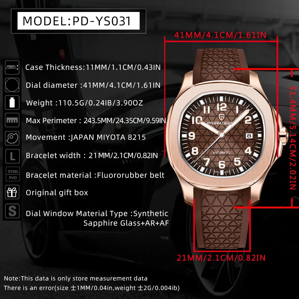 PAGANI DESIGN Men's Watches Automatic Luxury Mechanical 41mm | PD-YS031
