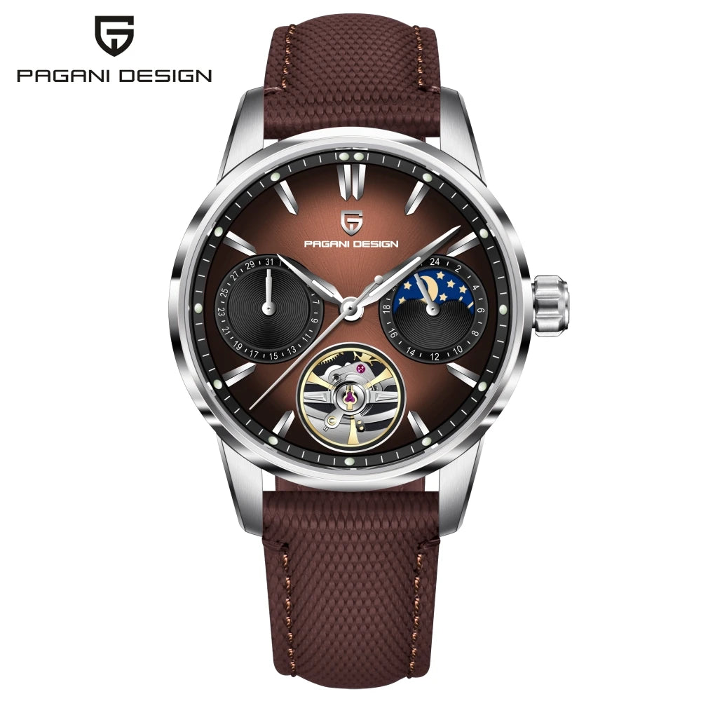 PAGANI DESIGN Pilot's Hollow Moon Phase Men Mechanical Watch 41mm | PD-YS021