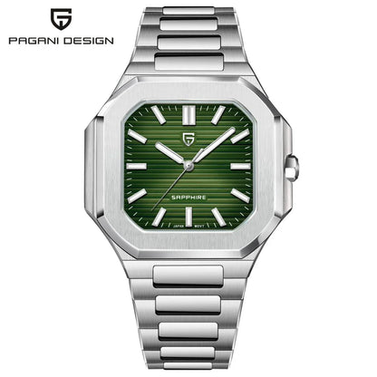 PAGANI DESIGN Square Quartz Sapphire Stainless Steel Watch 37mm | PD-YS019