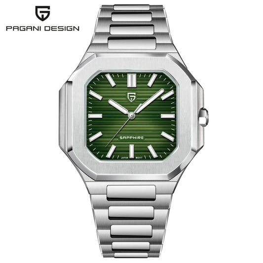 PAGANI DESIGN Square Quartz Sapphire Stainless Steel Watch 37mm | PD-YS019