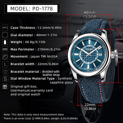 PAGANI DESIGN Men Mechanical Watch 100M Waterproof Automatic 40mm | PD-1778