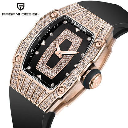 PAGANI DESIGN Luxury Women Tonneau Quartz Diamond Studded 31.5mm | PD-YS013