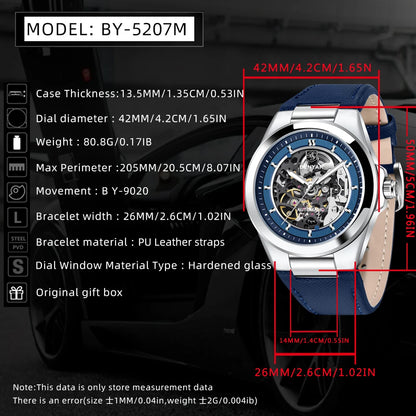 BENYAR New Skeleton Automatic Mechanical Fashion Classic Watch 42mm | BY-5207M