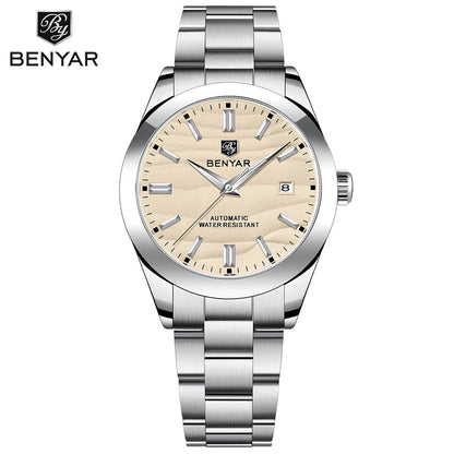 BENYAR Stainless Steel Waterproof Men's Automatic Mechanical Watch 40mm | BY-5208M