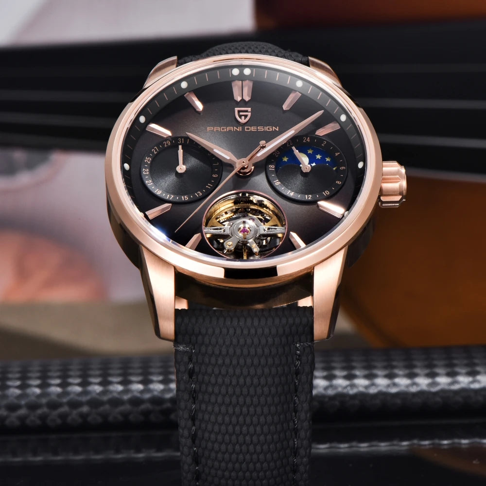 PAGANI DESIGN Pilot's Hollow Moon Phase Men Mechanical Watch 41mm | PD-YS021