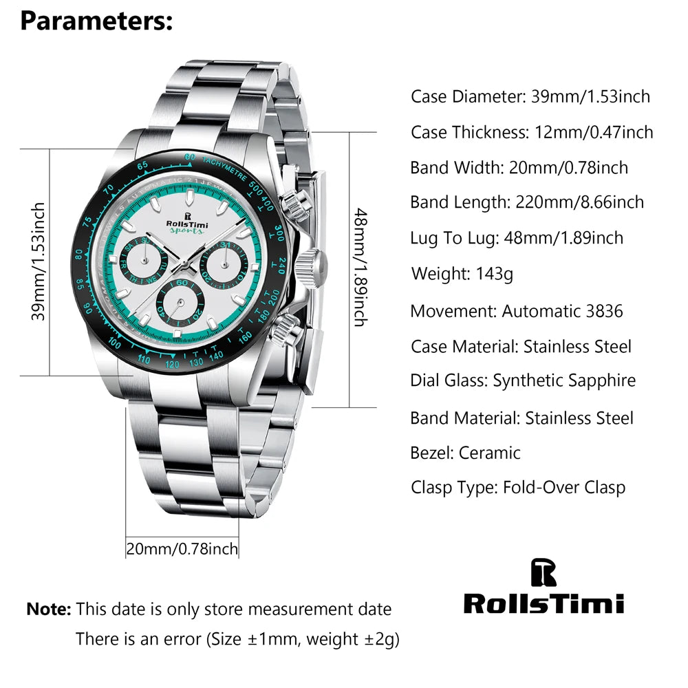 RollsTimi Men's Mechanical Wristwatches Automatic 39mm | RT-137